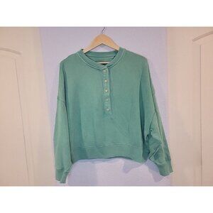 American Eagle Outfitters Green Henley Sweatshirt